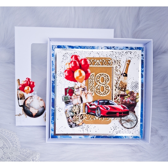 18 urodziny kartka w pudełku 3D ręcznie robiona K18NCZ