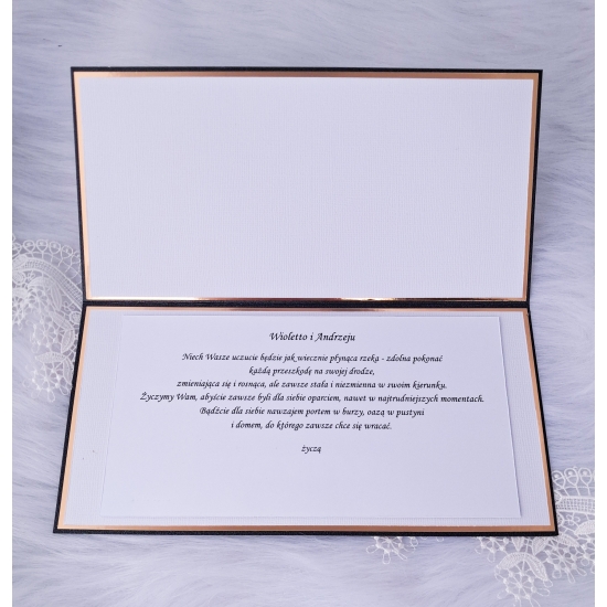Pamiątka Ślubna Kartka ręcznie robiona czarno-złota 3D CZZŚP01