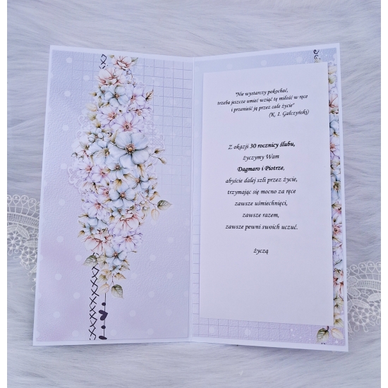 30 rocznica ślubu kartka ręcznie robiona Perłowe Gody 3D -P3D