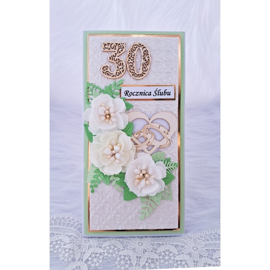 30 rocznica ślubu kartka ręcznie robiona Perłowe Gody 3D -P3D