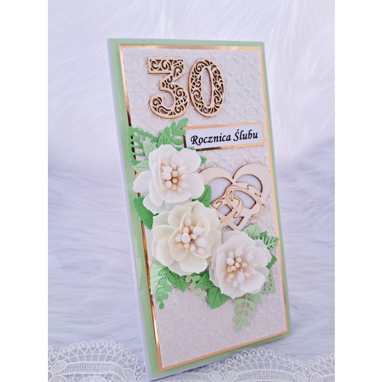 30 rocznica ślubu kartka ręcznie robiona Perłowe Gody 3D -P3D