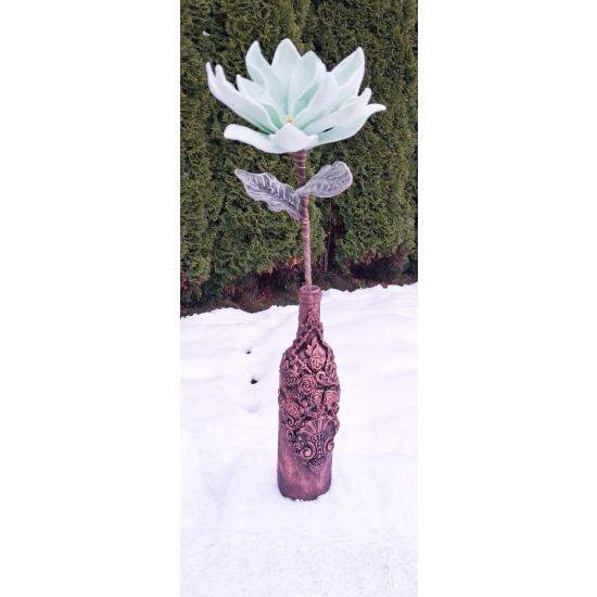 Ręcznie zdobiona butelka, ozdoba - złota