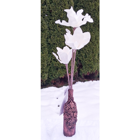 Ręcznie zdobiona butelka, ozdoba - złota