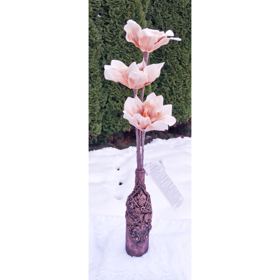 Ręcznie zdobiona butelka, ozdoba - złota