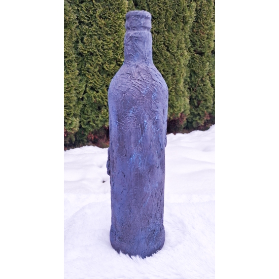 Ręcznie zdobiona butelka, ozdoba - niebieska