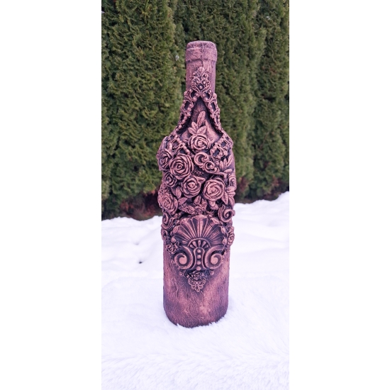 Ręcznie zdobiona butelka, ozdoba - złota