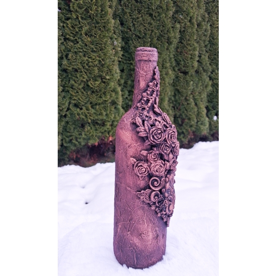 Ręcznie zdobiona butelka, ozdoba - złota