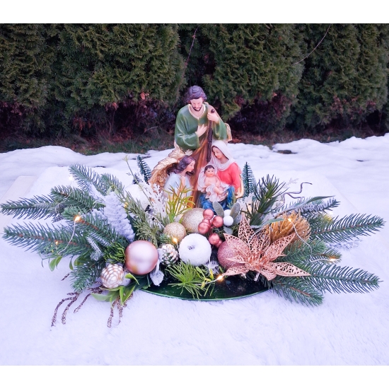 Stroik bożonarodzeniowy Św. Rodzina podświelany