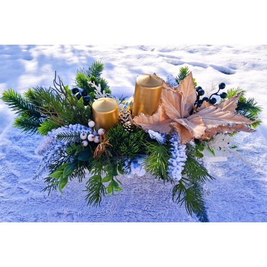 Stroik świąteczny biało-złoty