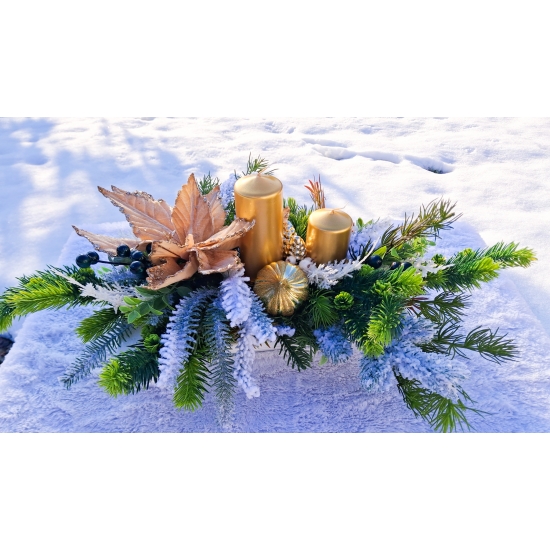 Stroik świąteczny biało-złoty