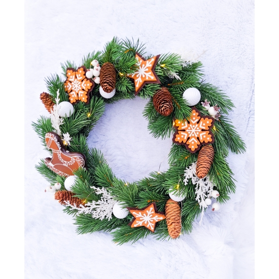 Wianek świąteczny na drzwi STROIK - Wienic Bożonarodzeniowy - podświetlany