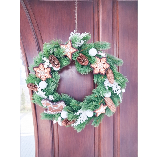 Wianek świąteczny na drzwi STROIK - Wienic Bożonarodzeniowy - podświetlany