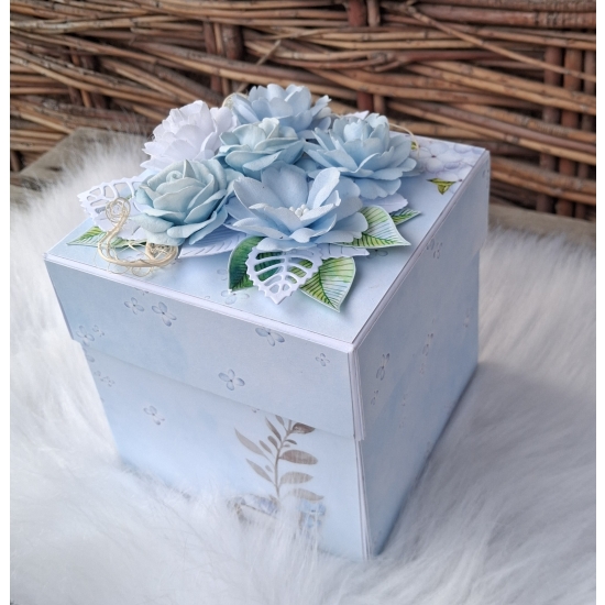 Exploding Box Gratulacje z okazji narodzin syna - Niebieski