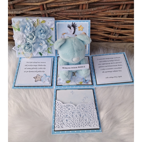 Exploding Box Gratulacje z okazji narodzin syna - Niebieski