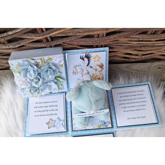Exploding Box Gratulacje z okazji narodzin syna - Niebieski