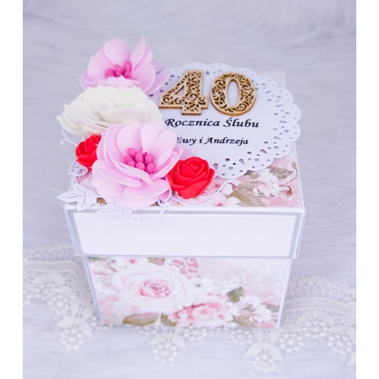 40 Rocznica Ślubu Exploding Box RŚ40 + torebka do przenoszenia