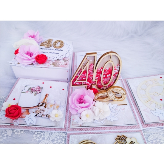 40 Rocznica Ślubu Exploding Box RŚ40 + torebka do przenoszenia