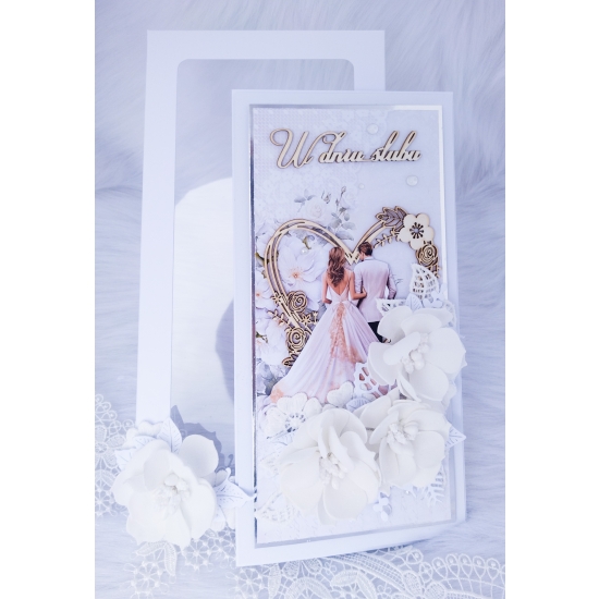Pamiątka W dniu ślubu karka ręcznie robiona 3 D w pudełku KPŚZB02