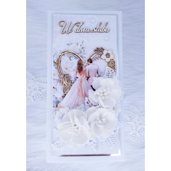 Pamiątka W dniu ślubu karka ręcznie robiona 3 D w pudełku KPŚZB02