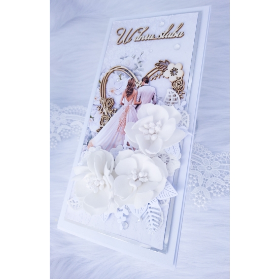 Pamiątka W dniu ślubu karka ręcznie robiona 3 D w pudełku KPŚZB02
