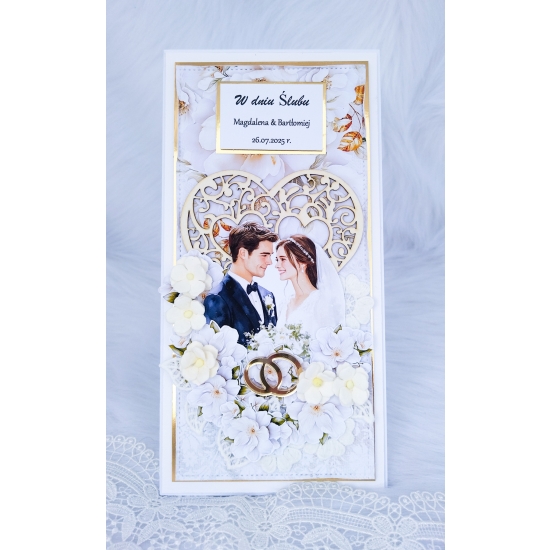 W Dniu Ślubu kartka ręcznie robiona 3D w kopercie KKZ03