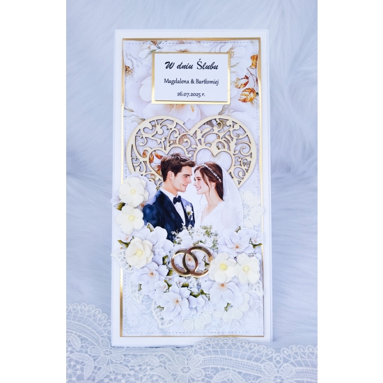 W Dniu Ślubu kartka ręcznie robiona 3D w kopercie KKZ03