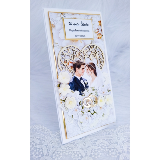 W Dniu Ślubu kartka ręcznie robiona 3D w kopercie KKZ03