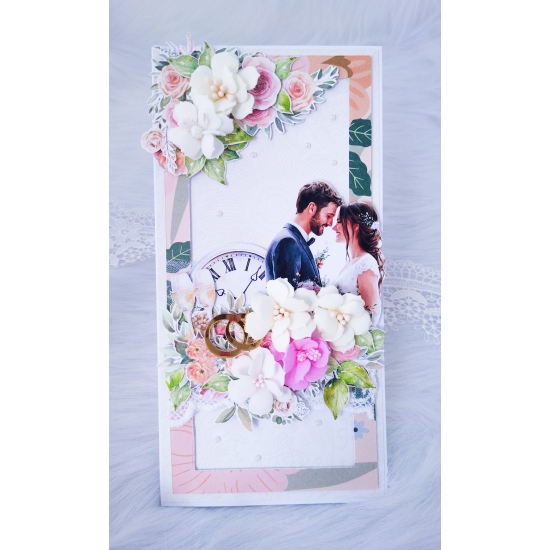 W Dniu Ślubu kartka ręcznie robiona 3D w pudełku KPK0101