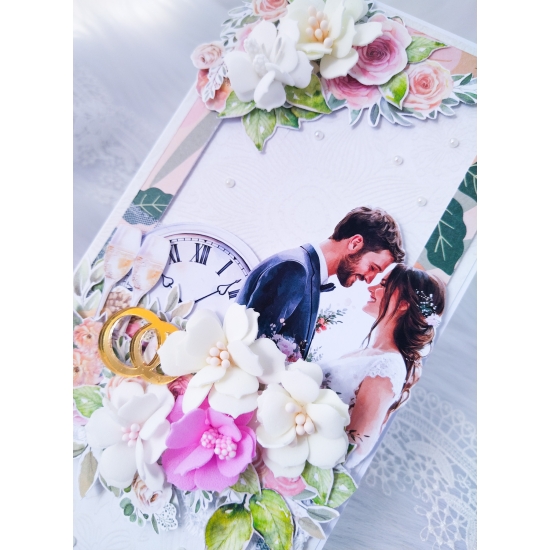 W Dniu Ślubu kartka ręcznie robiona 3D w pudełku KPK0101