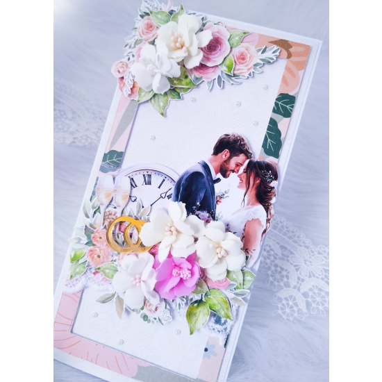 W Dniu Ślubu kartka ręcznie robiona 3D w pudełku KPK0101